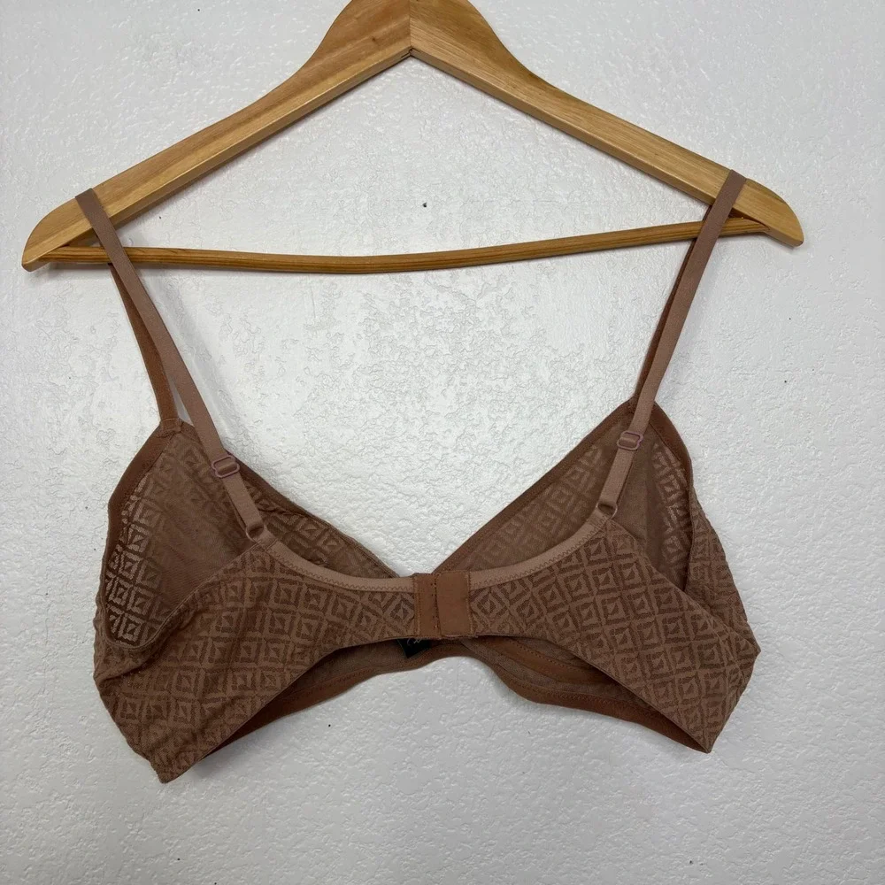 ELSE Lingerie‎ Betty Triangle Soft Bra Bronze Geometric Lace Bralette XL 38C 40B